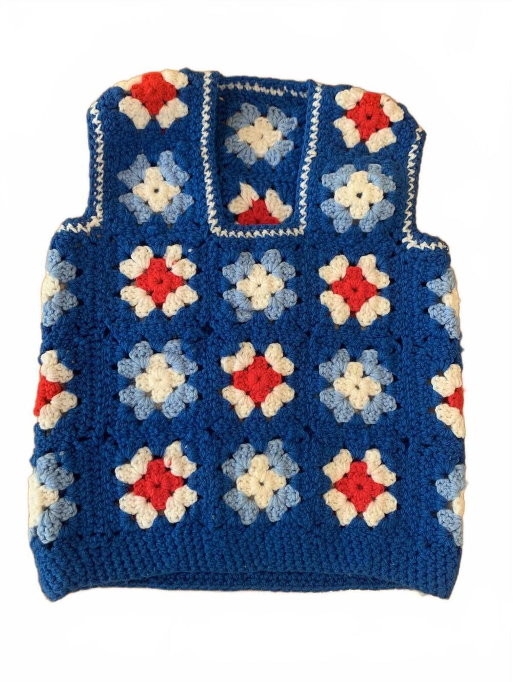 Vintage Handmade Crochet Vest with Floral Pattern